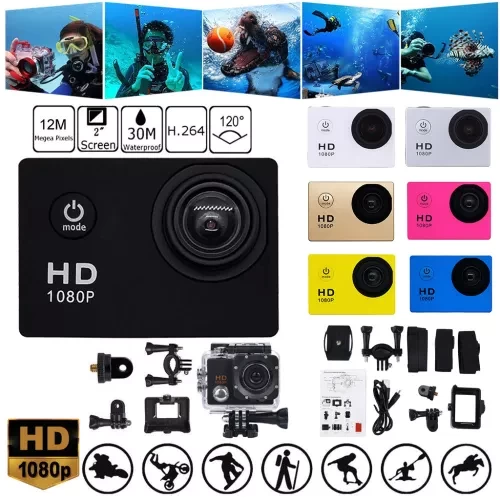 New Waterproof 12MP Camera HD 1080P 32GB Outdoor Action Camera Camera Mini DV Camera -Black
