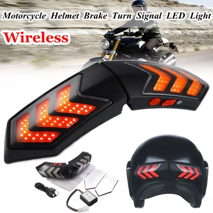 Motorcycle Wireless Helmet LED Light Safety Brake Turn Signal 12V For Honda BMW 
