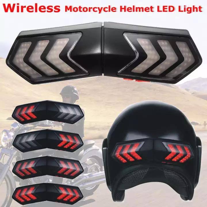 Wireless Motorcycle Helmet LED Safety Light Brake Lights Turn Signal Indicators